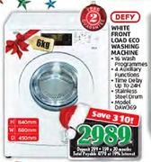 Defy White Front Load Eco Washing Machine-6kg(DAW369)