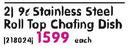 Steelking 9L Stainless Steel Roll Top Chafing Dish-Each