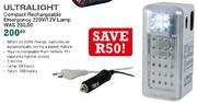 Ultralight Compact Rechargeable Emergency 220V/12V Lamp