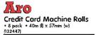 Aro Credit Cord Machine Rolls(40m x57mm)-Per 8 Pack
