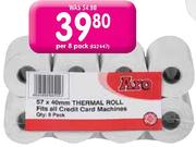 Aro Thermal Cash Register Rolls(57m x76mm)-Per 6 Pack