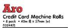 Aro Credit Card Machine Rolls(40mx57mm)8 Pack-Each