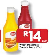 Wimpy Mustard Or Tomato Sauce- 500ml Each