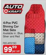 Auto Kraft 4-Pce PVC Shining Car Mat Sets-Per Set