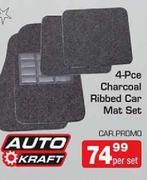 Auto Kraft 4-Pce Charcoal Ribbed Car Mat Set-Per Set