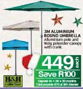 H&H Collection 3M Aluminium Round Umbrella-Each