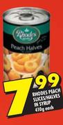 Rhodes Peach Slices/Halves In Syrup-410g