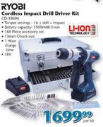 Ryobi Cordless Impact Drill Driver Kit(CD-1860K