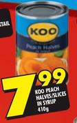 Koo Peach Halves/Slices In Syrup-410g