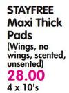 Stayfree Maxi Thick Pads-4x10's