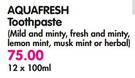 Aquafresh Toothpaste-12x100Ml