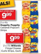 2 x 4's Willards Flings / Cheese Curl Strips Each