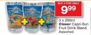 3 x 200ml Clover Capri-Sun Fruit Drink Blend Assorted