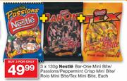 3 x 130g Nestle Bar-One Mini Bite / Passions / Peppermint Crisp Mini Bite Each