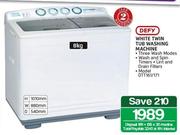 Defy 8kg White Twin Tub Washing Machine DTT161/171