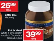 Pot O'Gold White & Chocolate/Hazelnut Chocolate Spread-750G