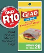 Glad Zip Seal Medium Sandwich Bags-20's