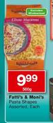 Fatti's & Moni's Pasta Shapes-500g Each