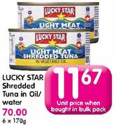 Lucky Star Shredded Tuna In Oil/Water-6x170g
