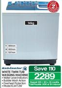 Kelvinator14KG White Twin Tub Washing Machine KL14TT2W.