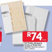 PnP Trellis, Jacquard, Circles Or Stripe Net Curtain-230x218cm Each