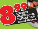 Koo Mixed Vegetables-410g/Vegetable Curry Assorted-420g Each