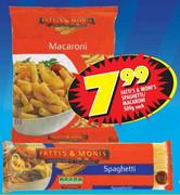 Fatti's Moni's Spaghetti/Macaroni-500g Each