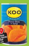 Koo Peach Slices/Halves In Syrup-410g Each