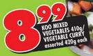 Koo Mixed Vegetables-410g/Vegetable Curry Assorted-420g Each