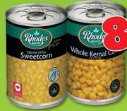 Rhodes Cream Style Sweetcorn/Whole Kernel Corn In Brine-410g Each