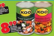 Koo Mixed Vegetables 410g/Vegetable Curry Assorted-420g Each