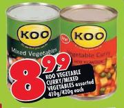 Koo Vegetable Curry/Mixed Vegetables-410g/420g