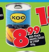Koo Peach Halves/Slices In Syrup-410g