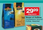 House Of Coffees Confessions Ground Coffee Assorted-250g Each