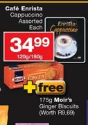 Cafe Enrista Cappuccino Assorted 120/180g+ Moir's Ginger Biscuits 175g Free
