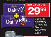 Cadbury Chocolate Slabs Assorted-2x180g Each