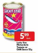 Lucky Star Pilchards In Tomato Or Chilli Sauce - 155g Each