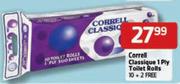 Correll Classique 1 Ply Toilet Rolls-10+2 Free