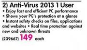Kaspersky Anti-Virus 2013 1 User-Each