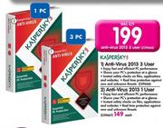 Kaspersky Anti-Virus 2013 3 User-Each