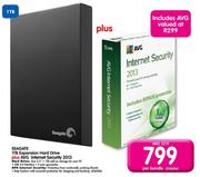 Seagate 1TB Expansion Hard Drive+ AVG Internet Security 2013-Per Bundle