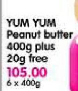 Yum Yum Peanut Butter 400gm plus 20gm Free-6x400gm