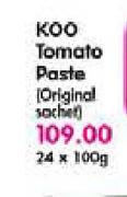 Koo Tomato Paste(Original Sachet)-24x100gm