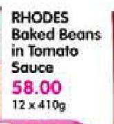 Rhodes Baked Beans In Tomato Sauce-12 x 410g