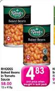 Rhodes Baked Beans In Tomato Sauce-410g Each