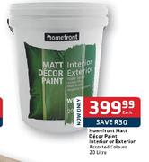 Homefront Matt Decor Paint Interior Or Exterior-20Ltr Each