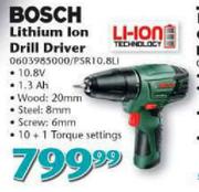 Bosch Lithium Ion Drill Driver (0603985000/PSR10.8LI)-10.8V