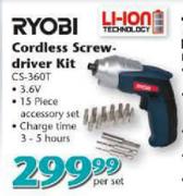 Ryobi Cordless Screwdriver Kit (CS-360T)