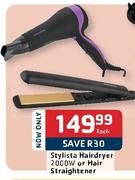 Stylista Hairdryer or Hair Straightener-2000W Each