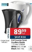 PnP Counter Point Cordless Kettle 2200W-1.7 Ltr Each
